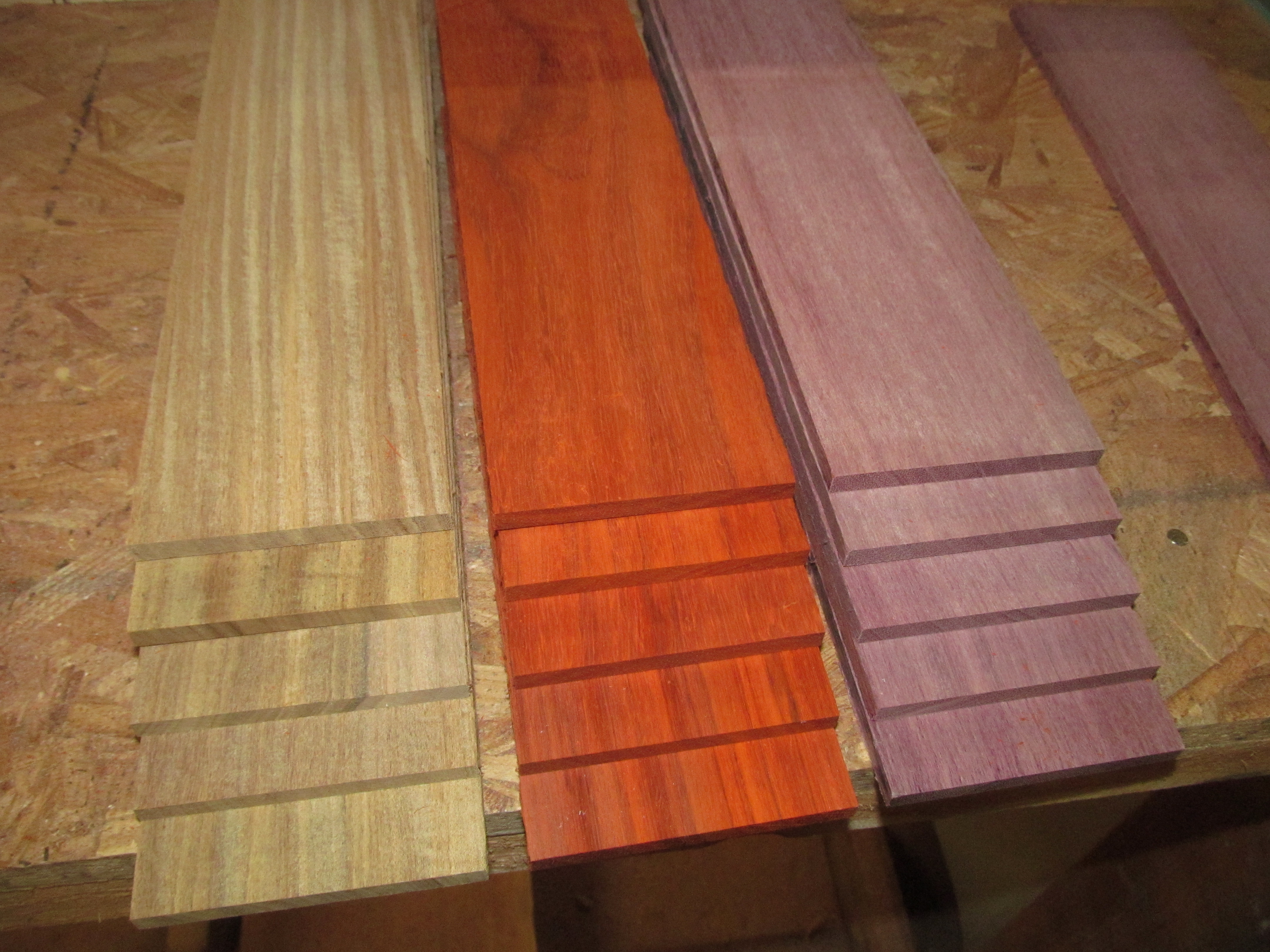 Multipak 15 Kiln Dried Afrormosia, Padauk, Purpleheart Thins 