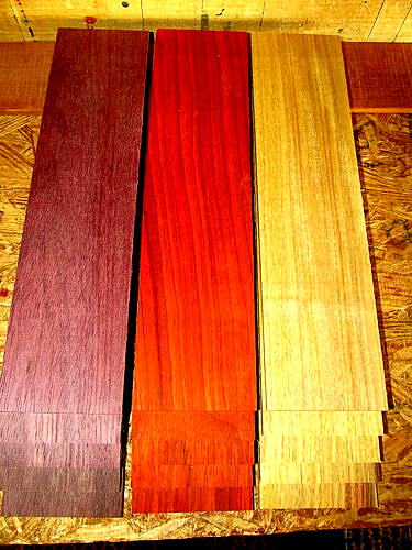 15 PIECES KD SANDED THIN PURPLEHEART, PADAUK, CANARYWOOD 12