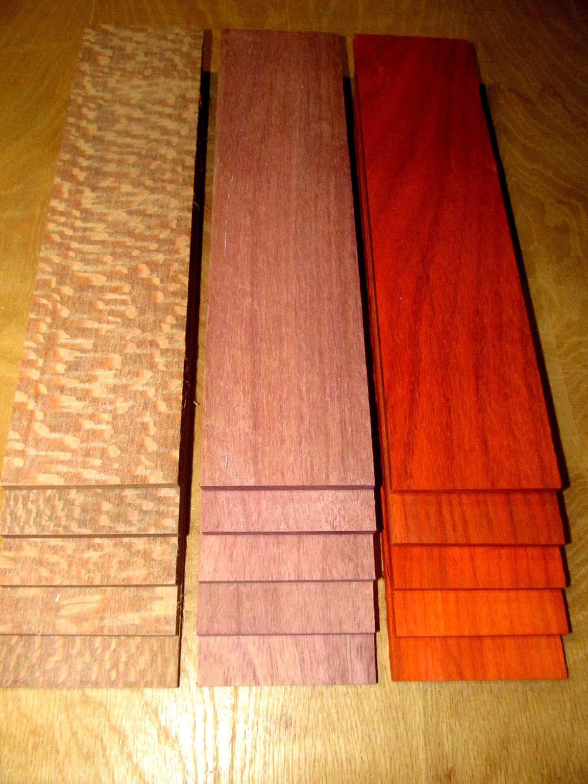 15 Kiln Dried Sanded Leopardwood, Purpleheart, Padauk Thins 12