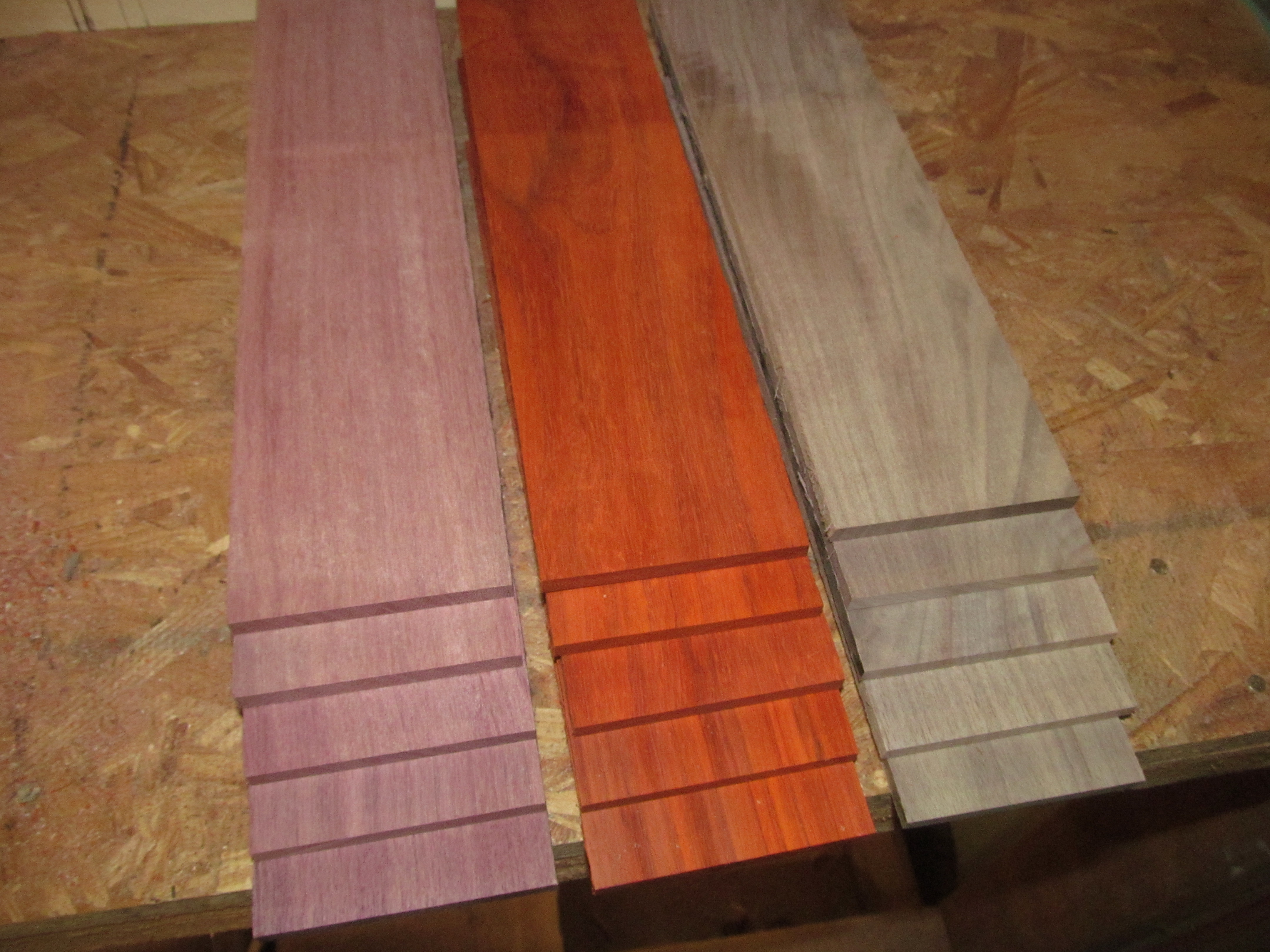 Multipak 15 Kiln Dried Purpleheart, Padauk, Walnut Thins 12