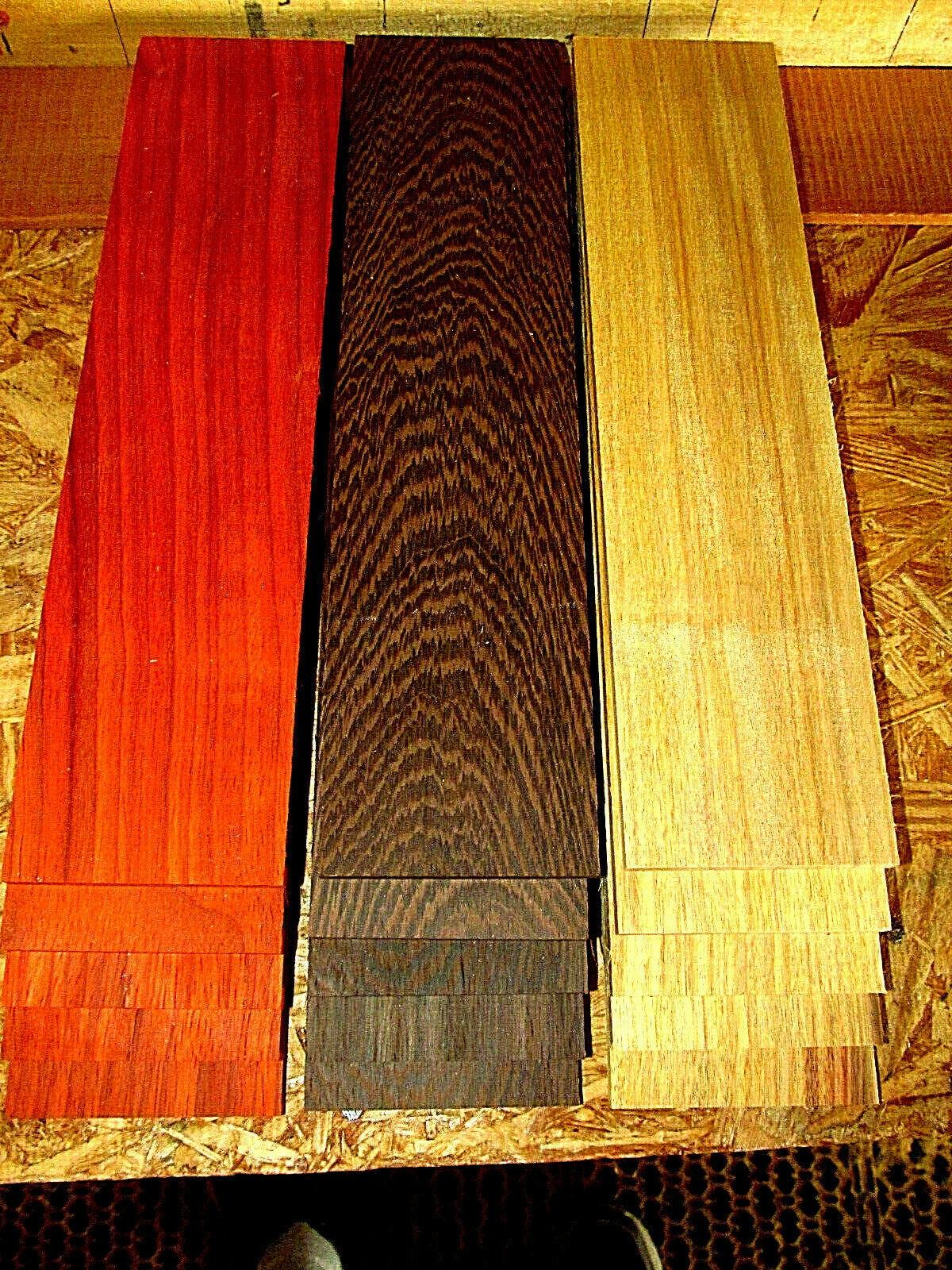 6 PIECES KILN DRIED SANDED THIN CANARYWOOD, WENGE, PADAUK 24