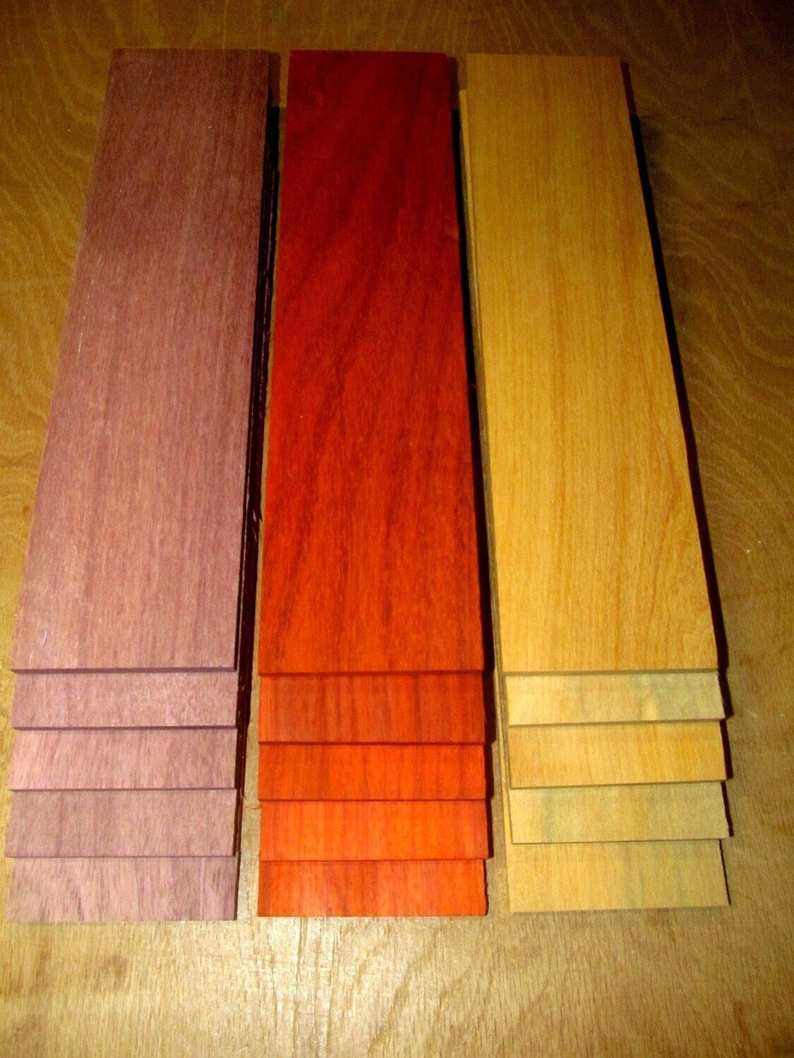15 Kiln Dried Sanded Purpleheart, Padauk, Osage Orange Thins 12